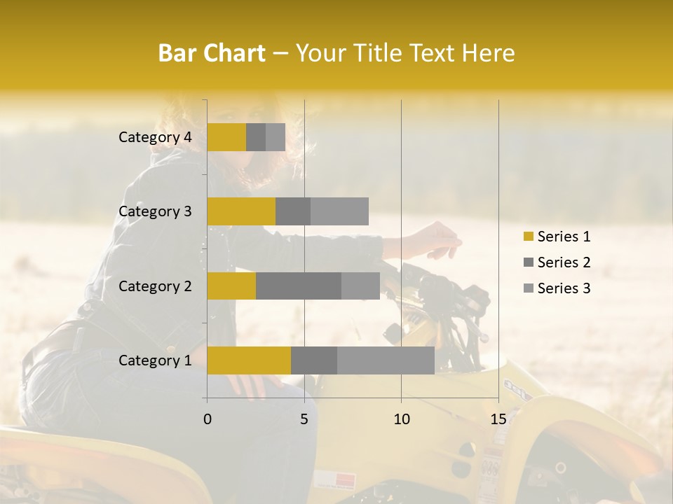 A Woman Is Sitting On A Yellow Motorcycle PowerPoint Template