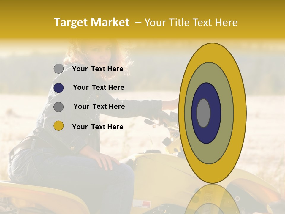 A Woman Is Sitting On A Yellow Motorcycle PowerPoint Template
