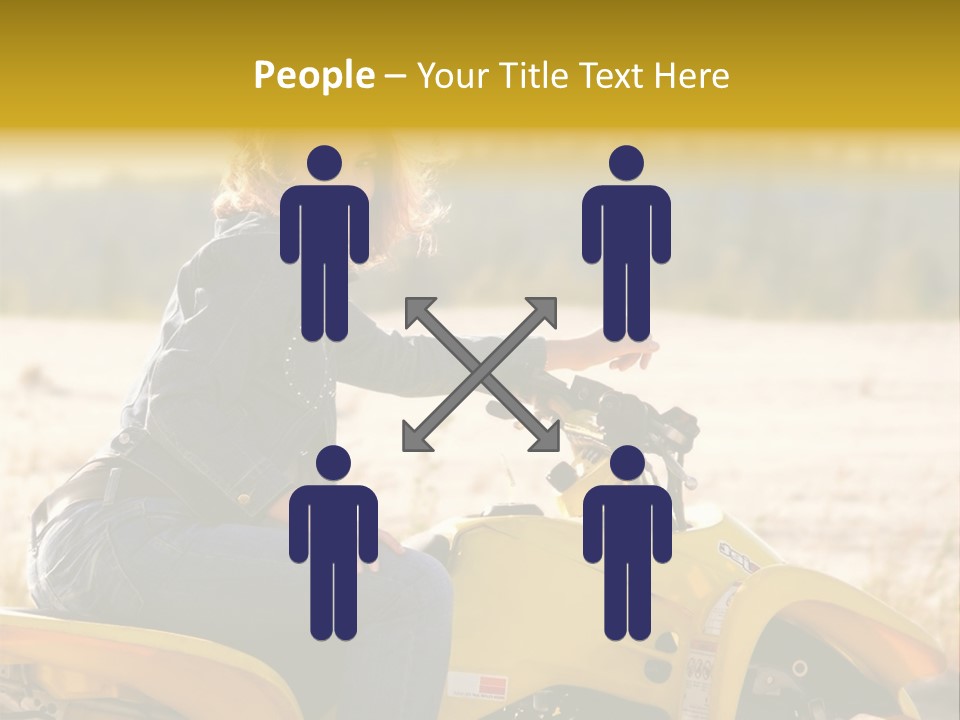 A Woman Is Sitting On A Yellow Motorcycle PowerPoint Template