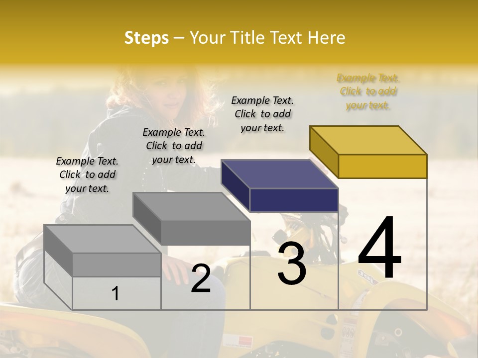 A Woman Is Sitting On A Yellow Motorcycle PowerPoint Template