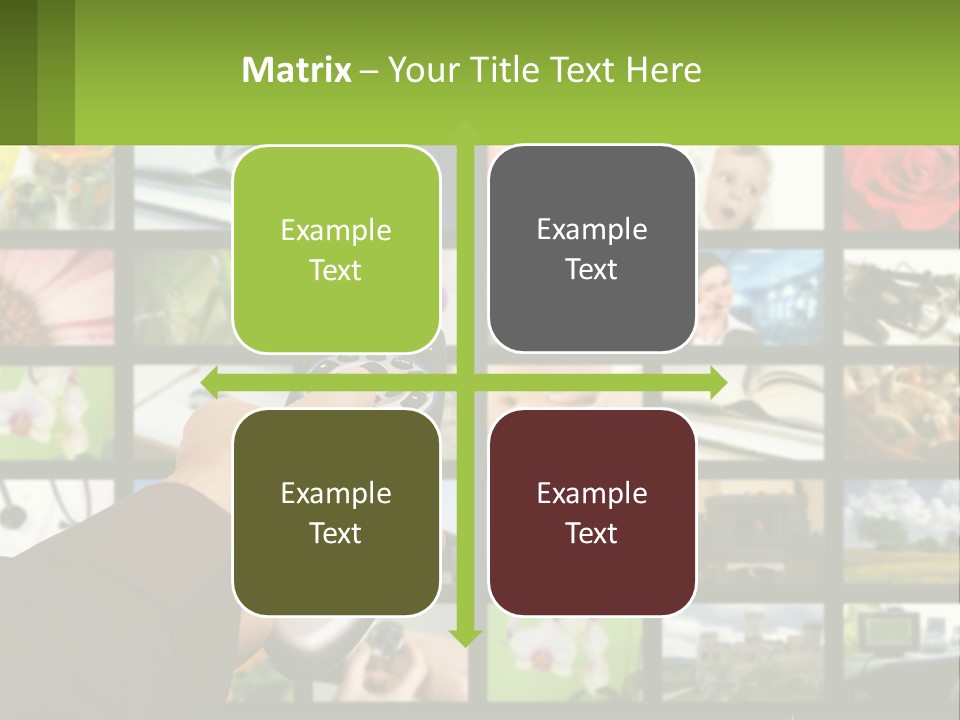 A Person Holding A Remote Control In Front Of A Bunch Of Pictures PowerPoint Template