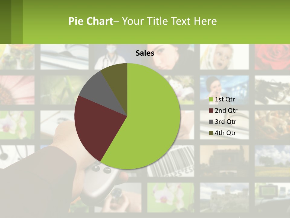 A Person Holding A Remote Control In Front Of A Bunch Of Pictures PowerPoint Template