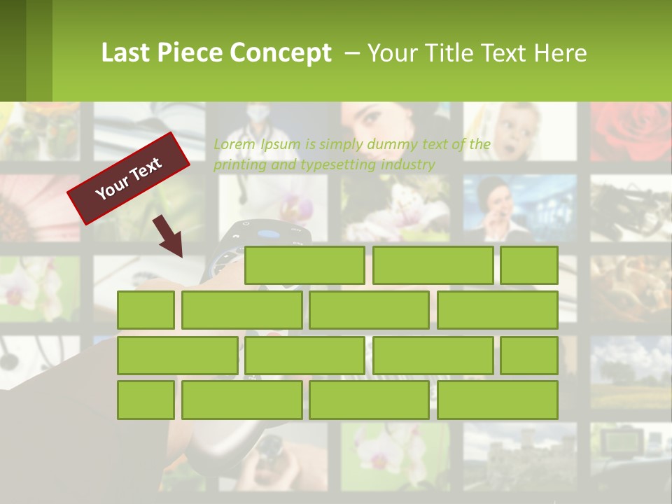 A Person Holding A Remote Control In Front Of A Bunch Of Pictures PowerPoint Template