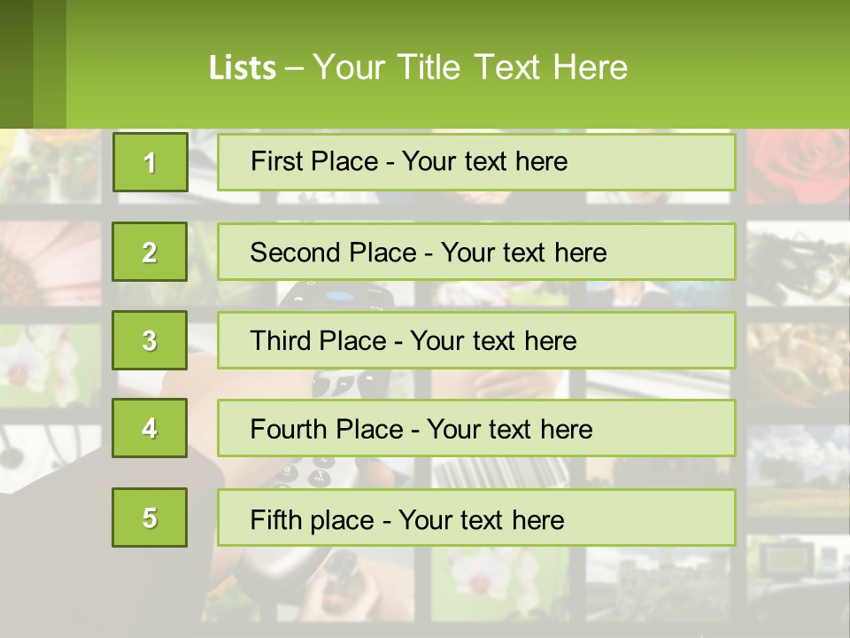 A Person Holding A Remote Control In Front Of A Bunch Of Pictures PowerPoint Template