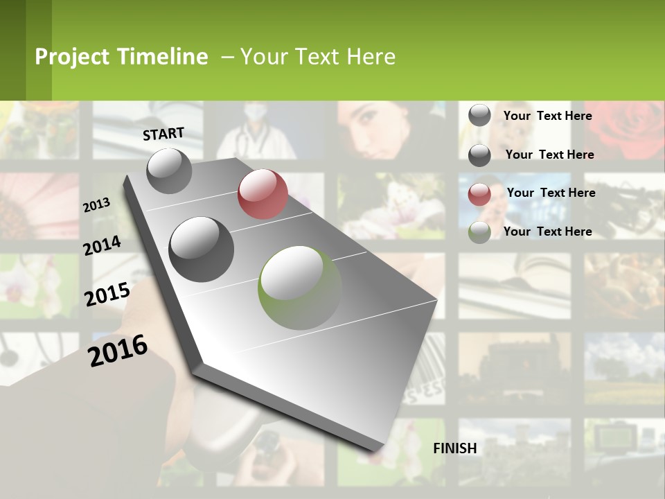A Person Holding A Remote Control In Front Of A Bunch Of Pictures PowerPoint Template