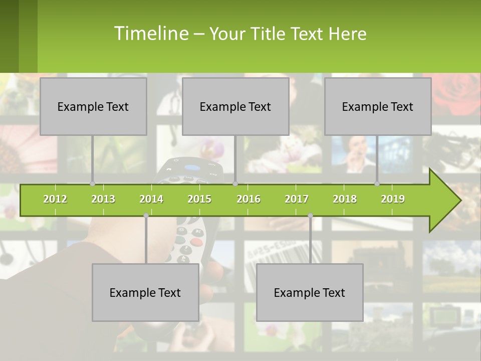 A Person Holding A Remote Control In Front Of A Bunch Of Pictures PowerPoint Template