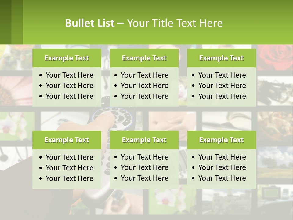A Person Holding A Remote Control In Front Of A Bunch Of Pictures PowerPoint Template