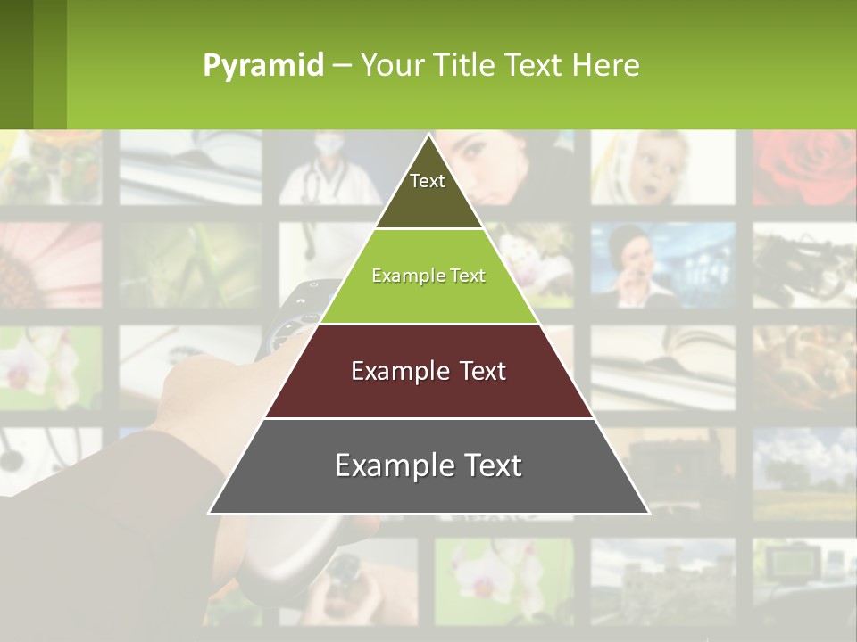 A Person Holding A Remote Control In Front Of A Bunch Of Pictures PowerPoint Template