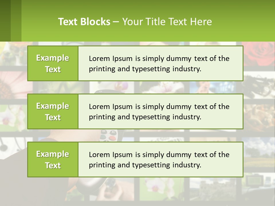 A Person Holding A Remote Control In Front Of A Bunch Of Pictures PowerPoint Template