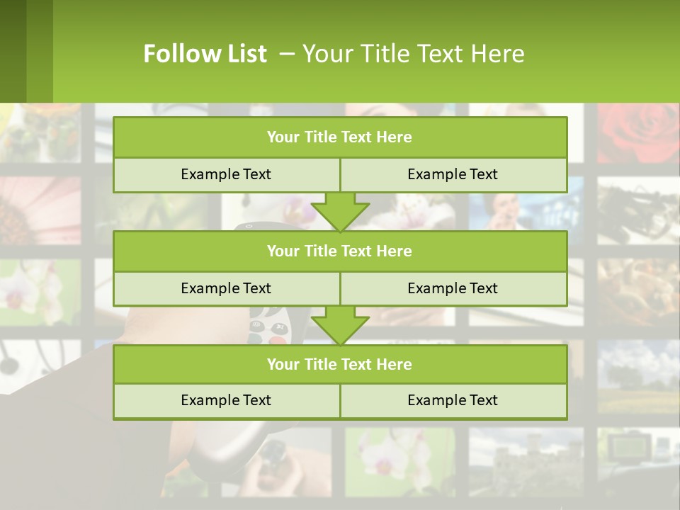 A Person Holding A Remote Control In Front Of A Bunch Of Pictures PowerPoint Template