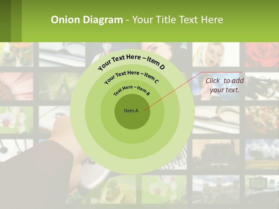 A Person Holding A Remote Control In Front Of A Bunch Of Pictures PowerPoint Template