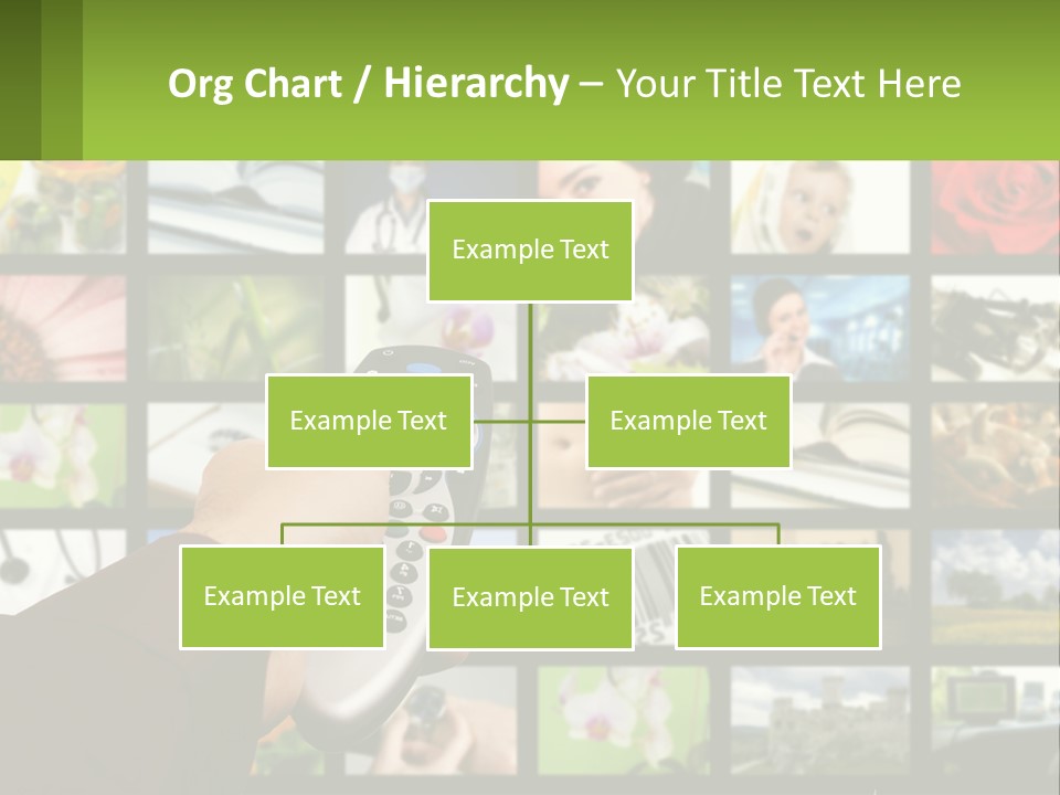 A Person Holding A Remote Control In Front Of A Bunch Of Pictures PowerPoint Template