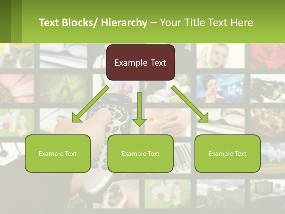 A Person Holding A Remote Control In Front Of A Bunch Of Pictures PowerPoint Template