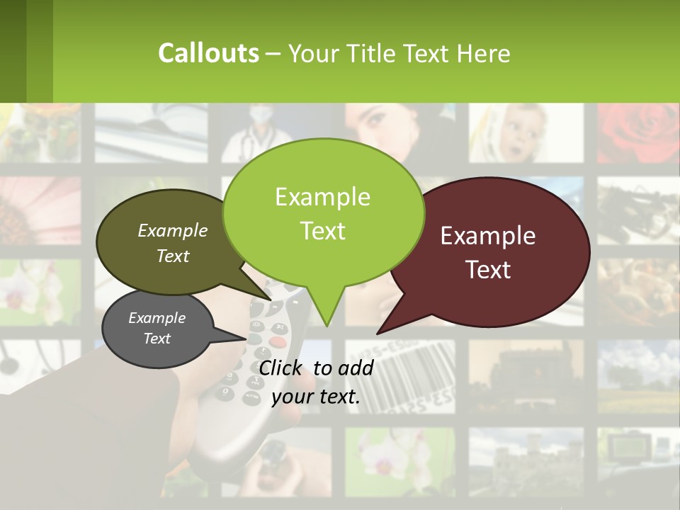 A Person Holding A Remote Control In Front Of A Bunch Of Pictures PowerPoint Template