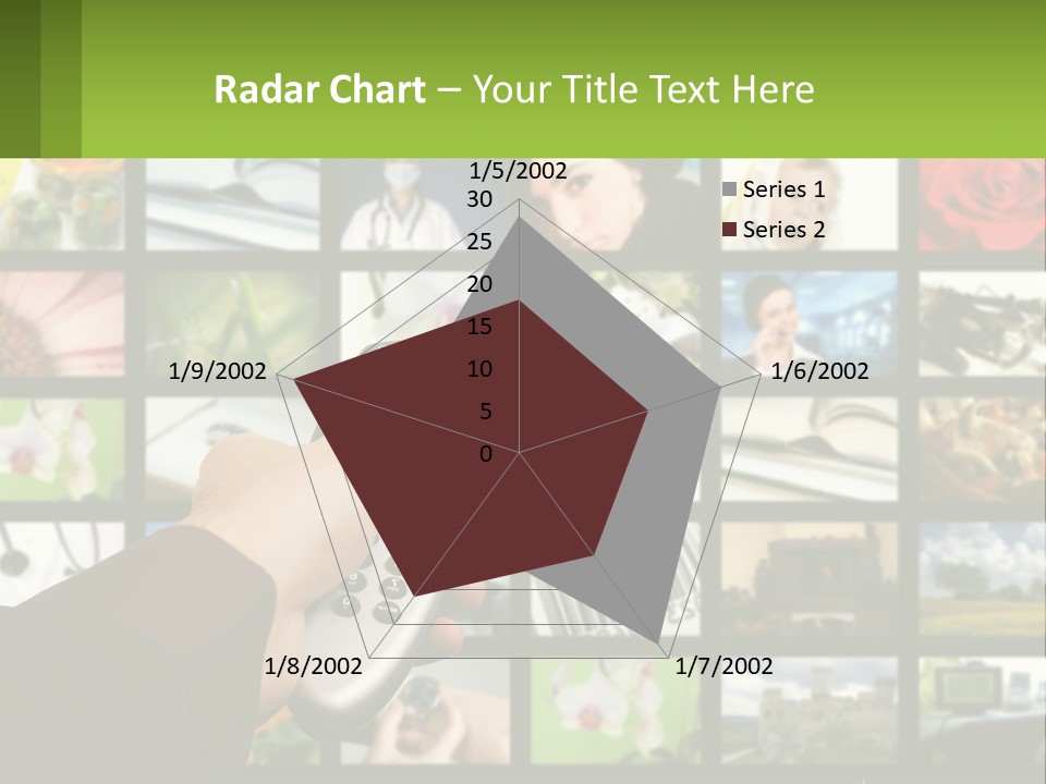 A Person Holding A Remote Control In Front Of A Bunch Of Pictures PowerPoint Template