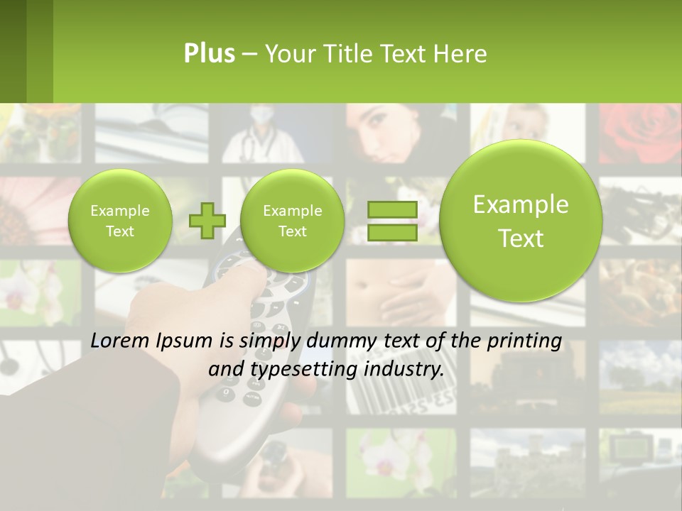 A Person Holding A Remote Control In Front Of A Bunch Of Pictures PowerPoint Template