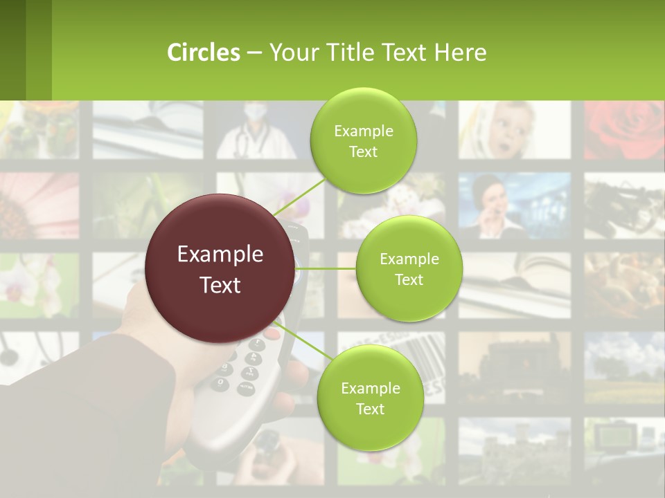 A Person Holding A Remote Control In Front Of A Bunch Of Pictures PowerPoint Template