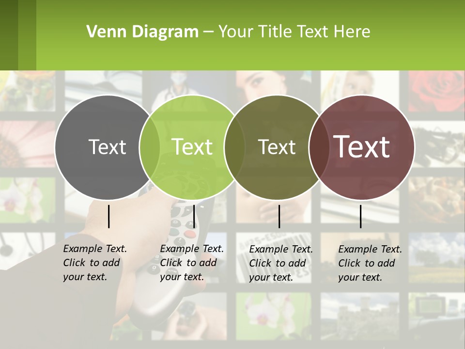 A Person Holding A Remote Control In Front Of A Bunch Of Pictures PowerPoint Template