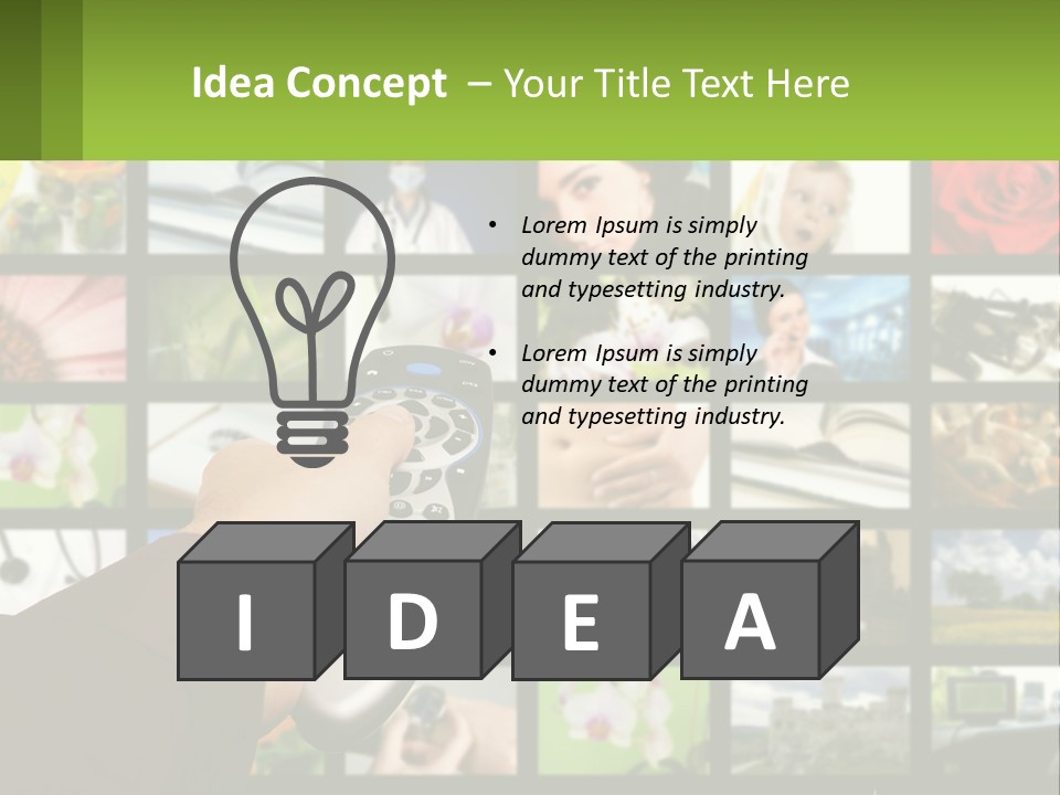 A Person Holding A Remote Control In Front Of A Bunch Of Pictures PowerPoint Template