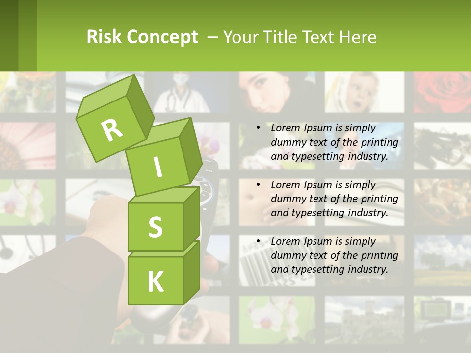 A Person Holding A Remote Control In Front Of A Bunch Of Pictures PowerPoint Template