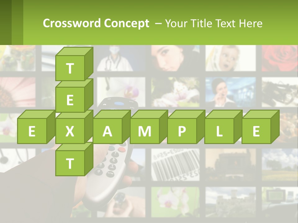 A Person Holding A Remote Control In Front Of A Bunch Of Pictures PowerPoint Template