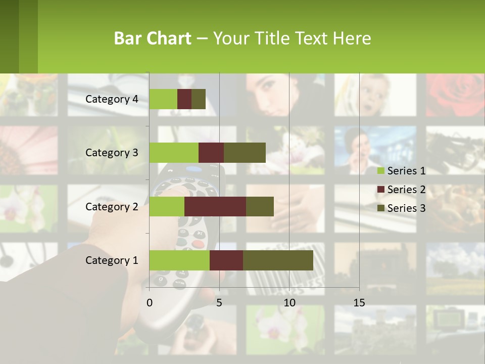 A Person Holding A Remote Control In Front Of A Bunch Of Pictures PowerPoint Template