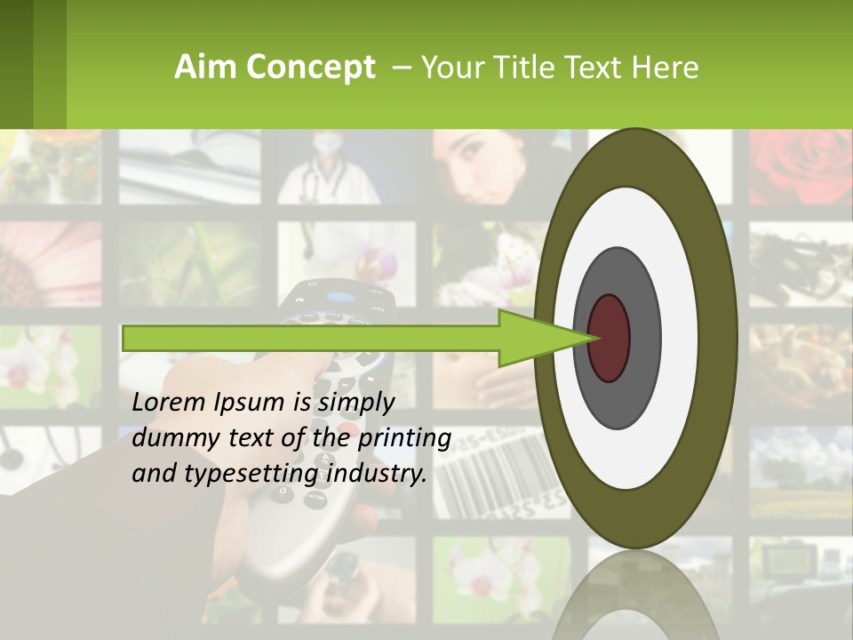 A Person Holding A Remote Control In Front Of A Bunch Of Pictures PowerPoint Template