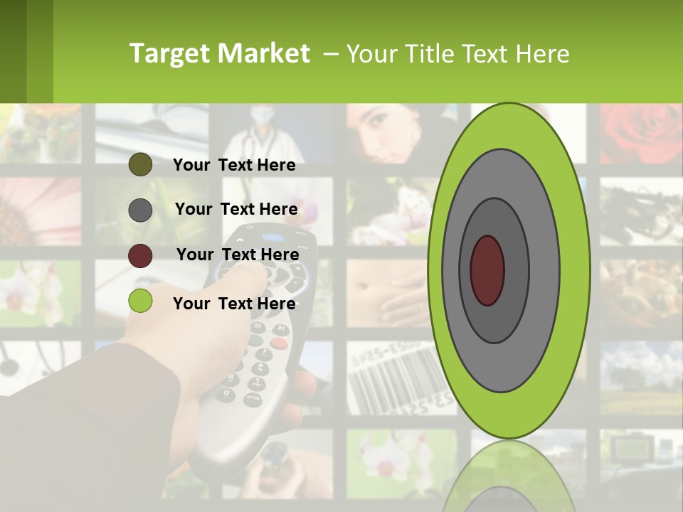 A Person Holding A Remote Control In Front Of A Bunch Of Pictures PowerPoint Template