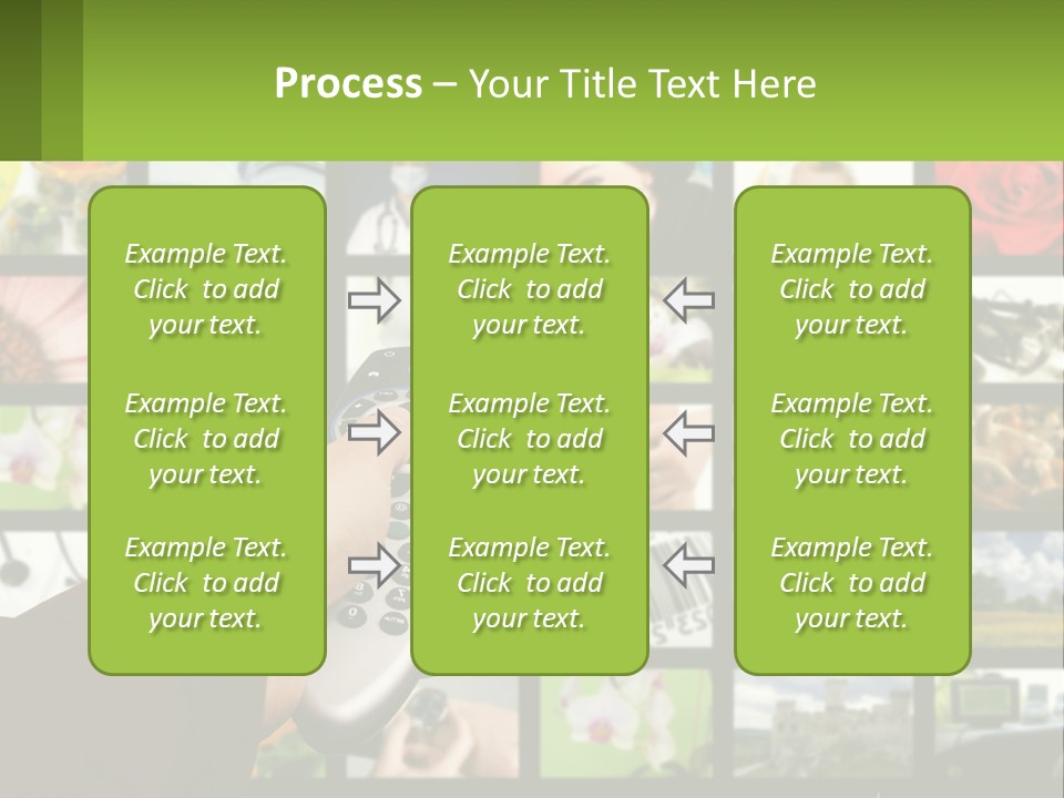 A Person Holding A Remote Control In Front Of A Bunch Of Pictures PowerPoint Template