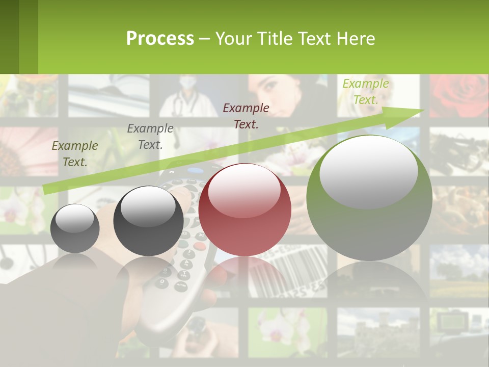 A Person Holding A Remote Control In Front Of A Bunch Of Pictures PowerPoint Template