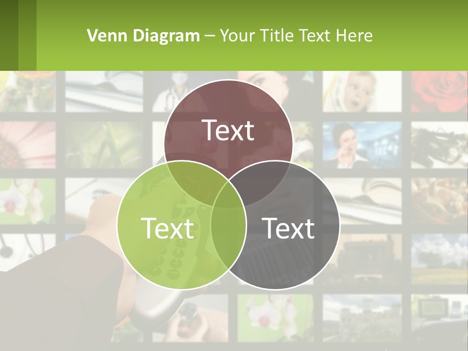 A Person Holding A Remote Control In Front Of A Bunch Of Pictures PowerPoint Template