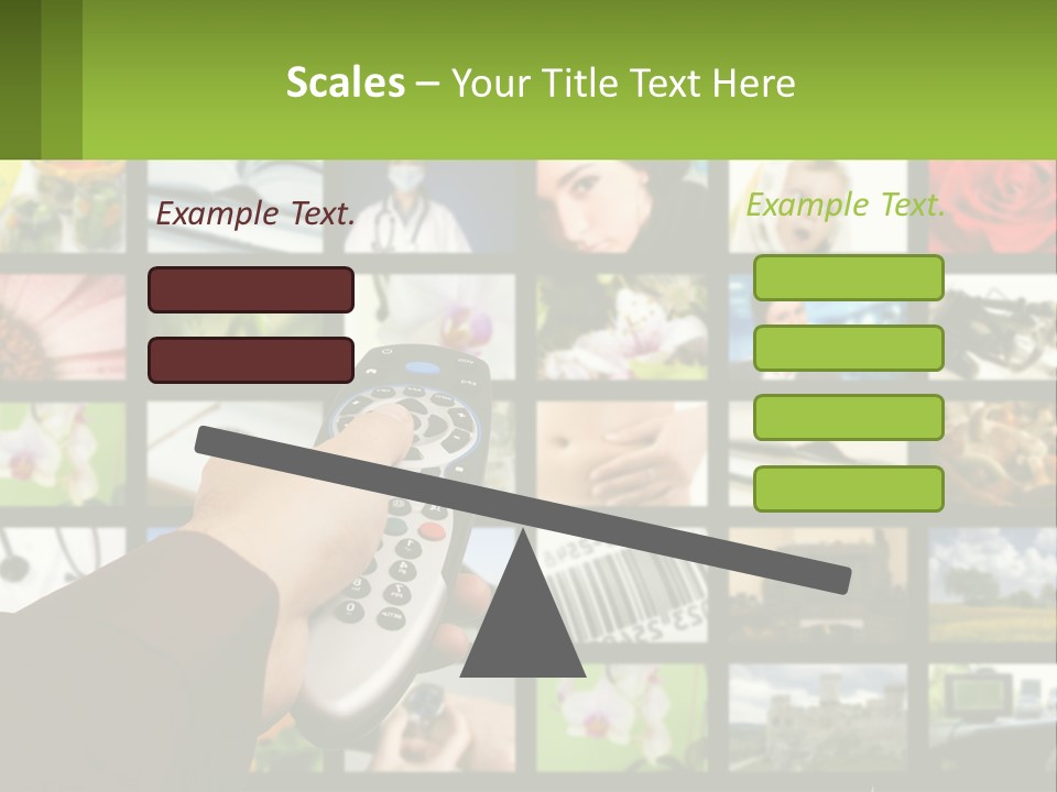 A Person Holding A Remote Control In Front Of A Bunch Of Pictures PowerPoint Template