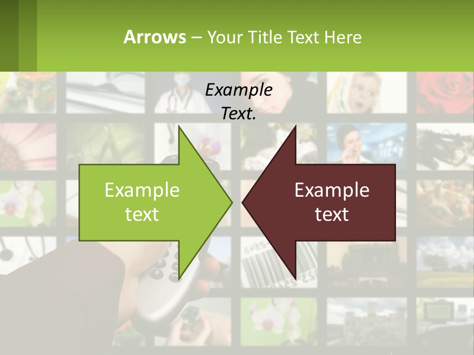 A Person Holding A Remote Control In Front Of A Bunch Of Pictures PowerPoint Template