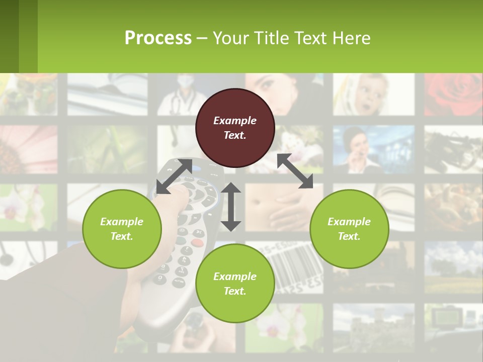 A Person Holding A Remote Control In Front Of A Bunch Of Pictures PowerPoint Template
