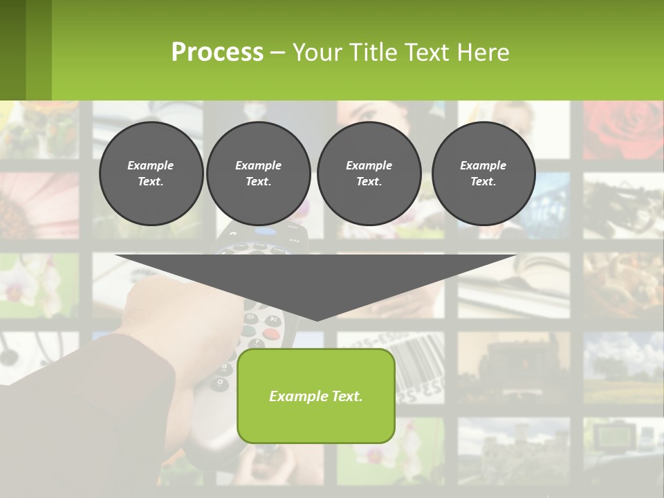 A Person Holding A Remote Control In Front Of A Bunch Of Pictures PowerPoint Template