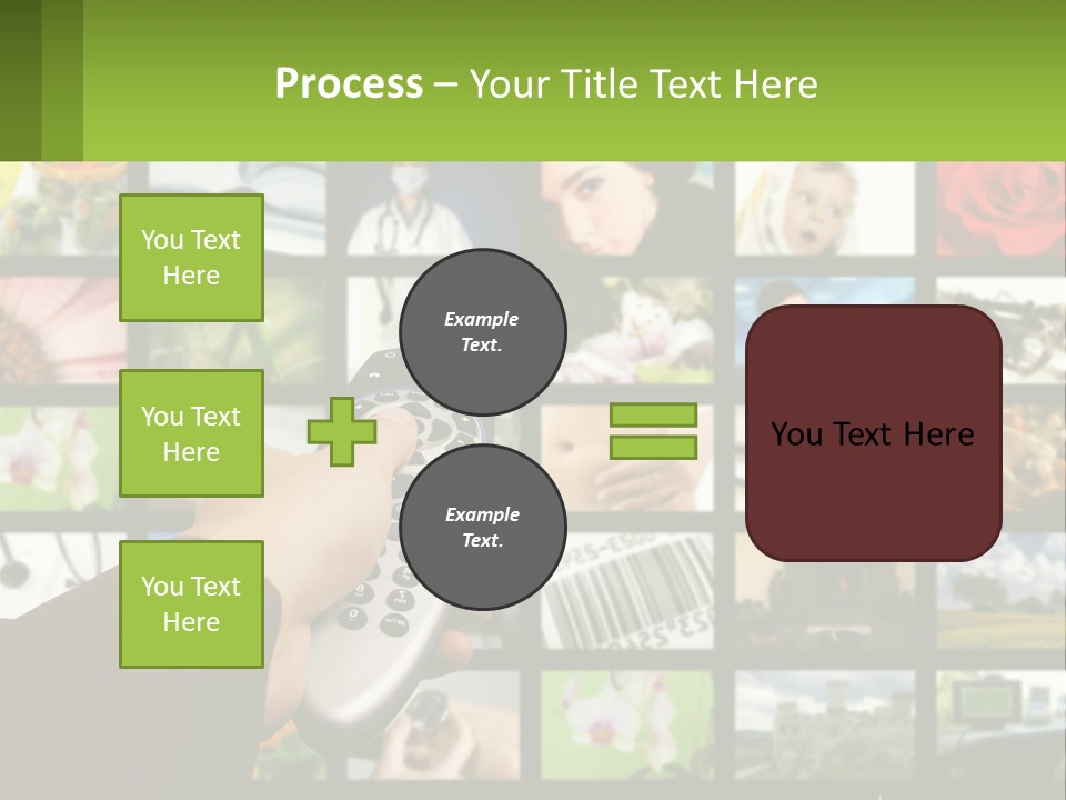 A Person Holding A Remote Control In Front Of A Bunch Of Pictures PowerPoint Template