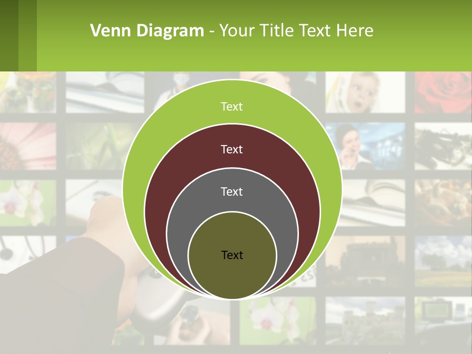 A Person Holding A Remote Control In Front Of A Bunch Of Pictures PowerPoint Template