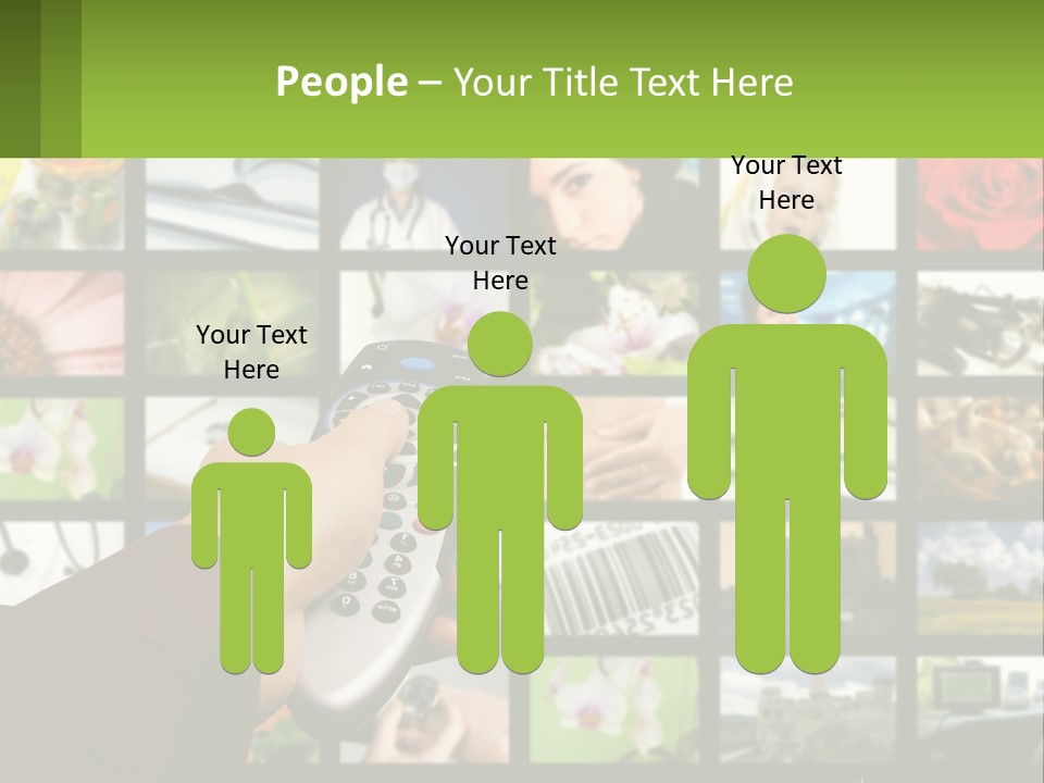 A Person Holding A Remote Control In Front Of A Bunch Of Pictures PowerPoint Template