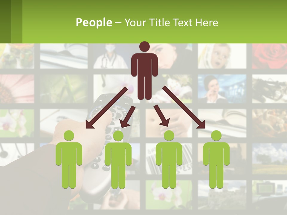 A Person Holding A Remote Control In Front Of A Bunch Of Pictures PowerPoint Template