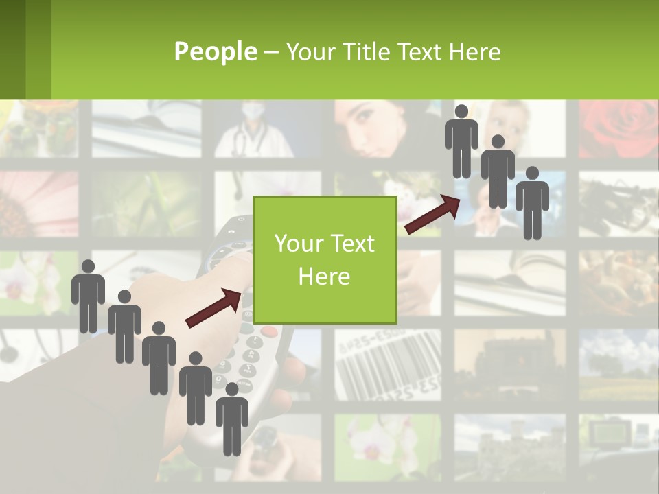 A Person Holding A Remote Control In Front Of A Bunch Of Pictures PowerPoint Template