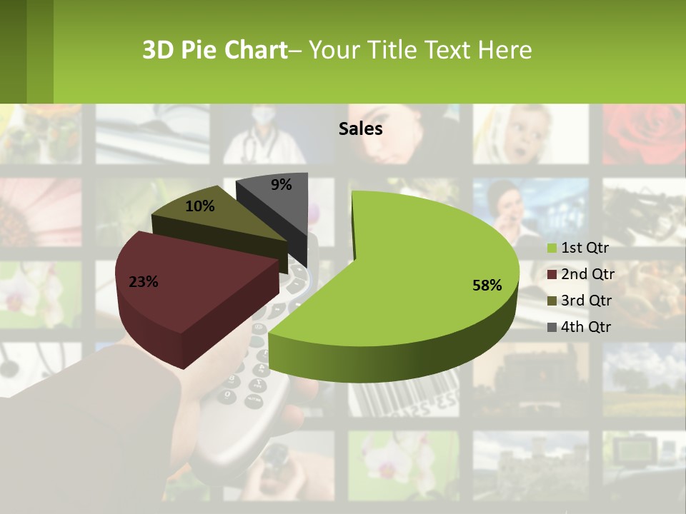 A Person Holding A Remote Control In Front Of A Bunch Of Pictures PowerPoint Template