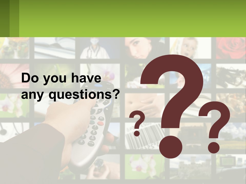 A Person Holding A Remote Control In Front Of A Bunch Of Pictures PowerPoint Template