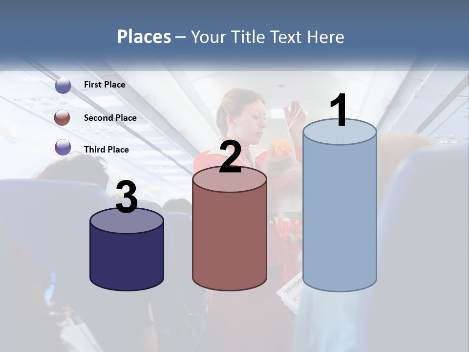 A Woman In A Red Suit Is On An Airplane PowerPoint Template