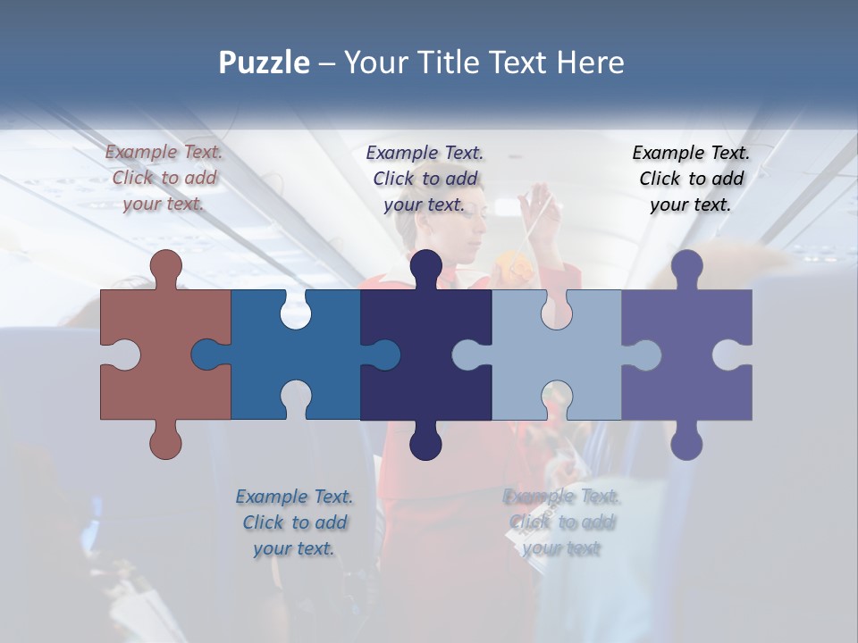 A Woman In A Red Suit Is On An Airplane PowerPoint Template