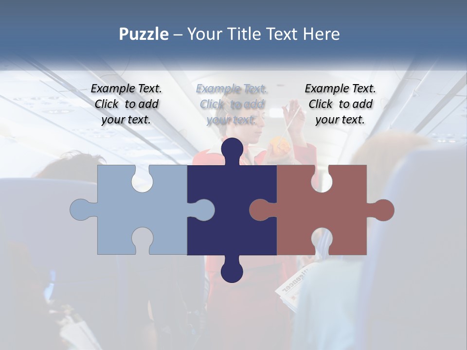 A Woman In A Red Suit Is On An Airplane PowerPoint Template