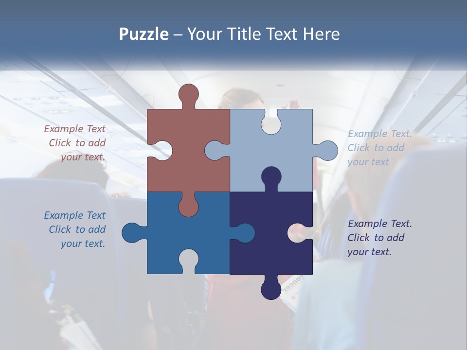 A Woman In A Red Suit Is On An Airplane PowerPoint Template