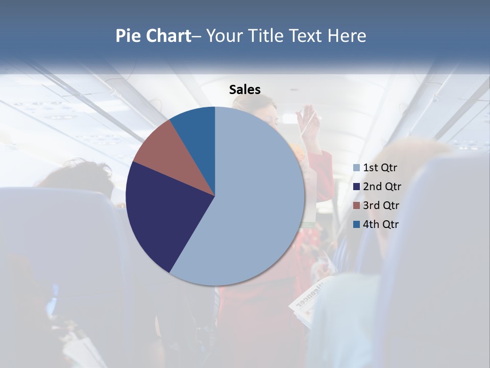 A Woman In A Red Suit Is On An Airplane PowerPoint Template