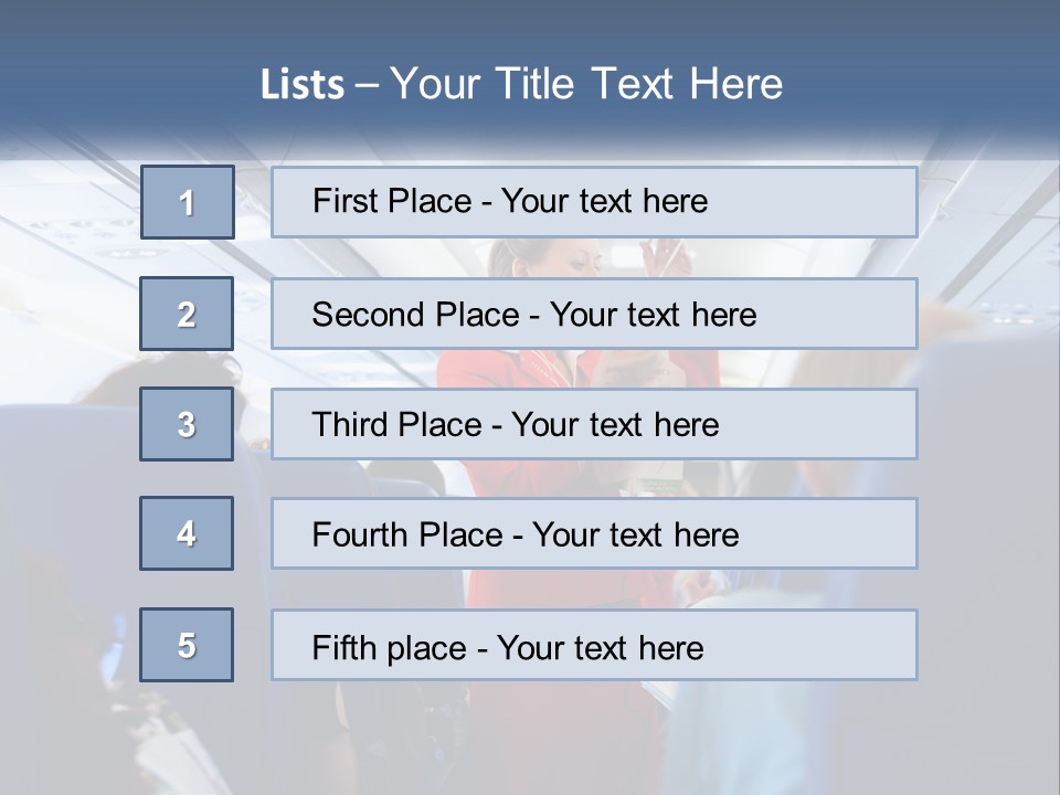 A Woman In A Red Suit Is On An Airplane PowerPoint Template
