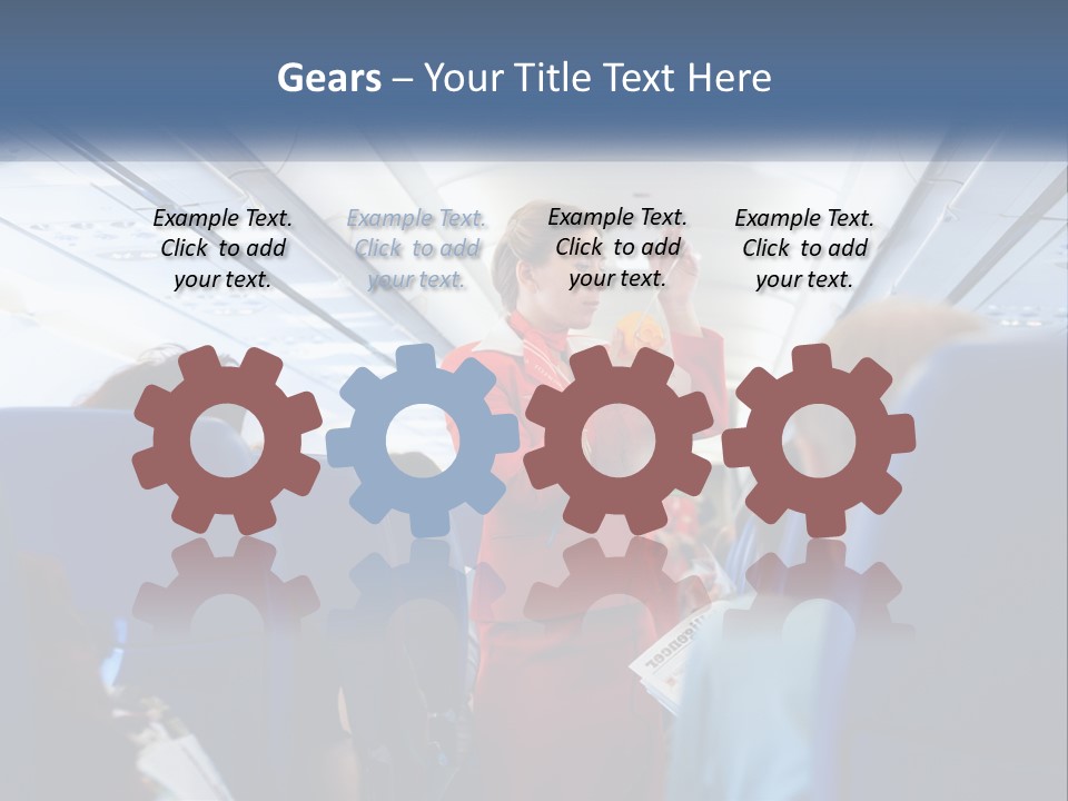 A Woman In A Red Suit Is On An Airplane PowerPoint Template