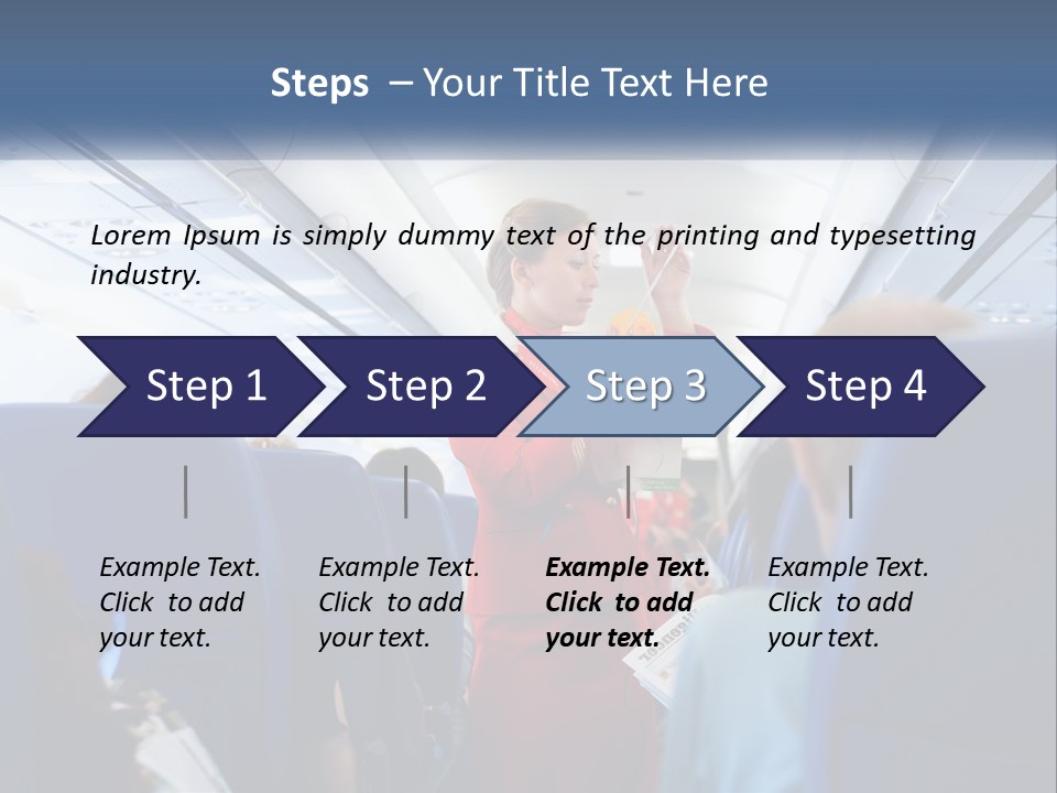 A Woman In A Red Suit Is On An Airplane PowerPoint Template